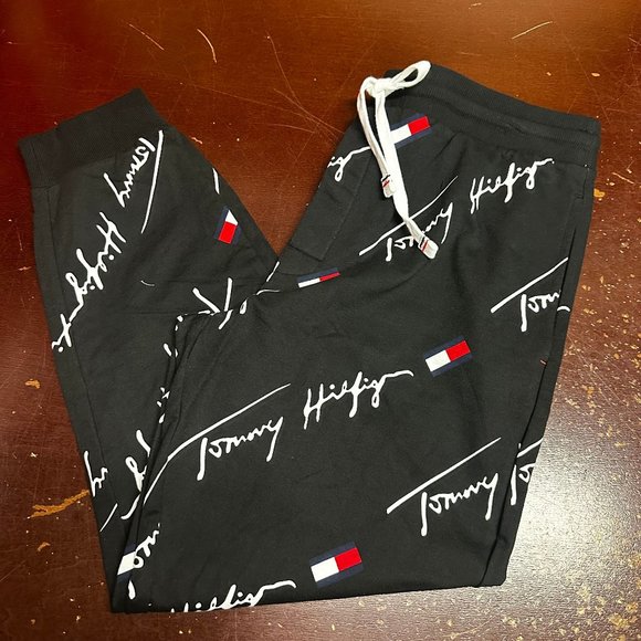 Tommy Hilfiger Mens Black Elastic Waist Tapered Leg Jogger Pants Size S M XL - Picture 1 of 6